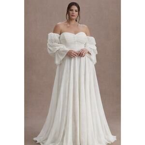 Willowby Cameron Wedding Dress 22W Ivory Tulle Off Shoulder Bridal Gown